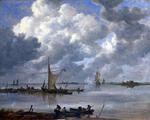 欧洲12-19世纪油画六_GOYEN, Jan van - An Estuary with Fishing Boats and Two Frigates